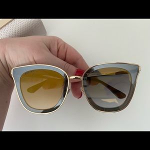 Jimmy Choo Lory Mirrored Gold Sunglasses with Black Crystal Sides